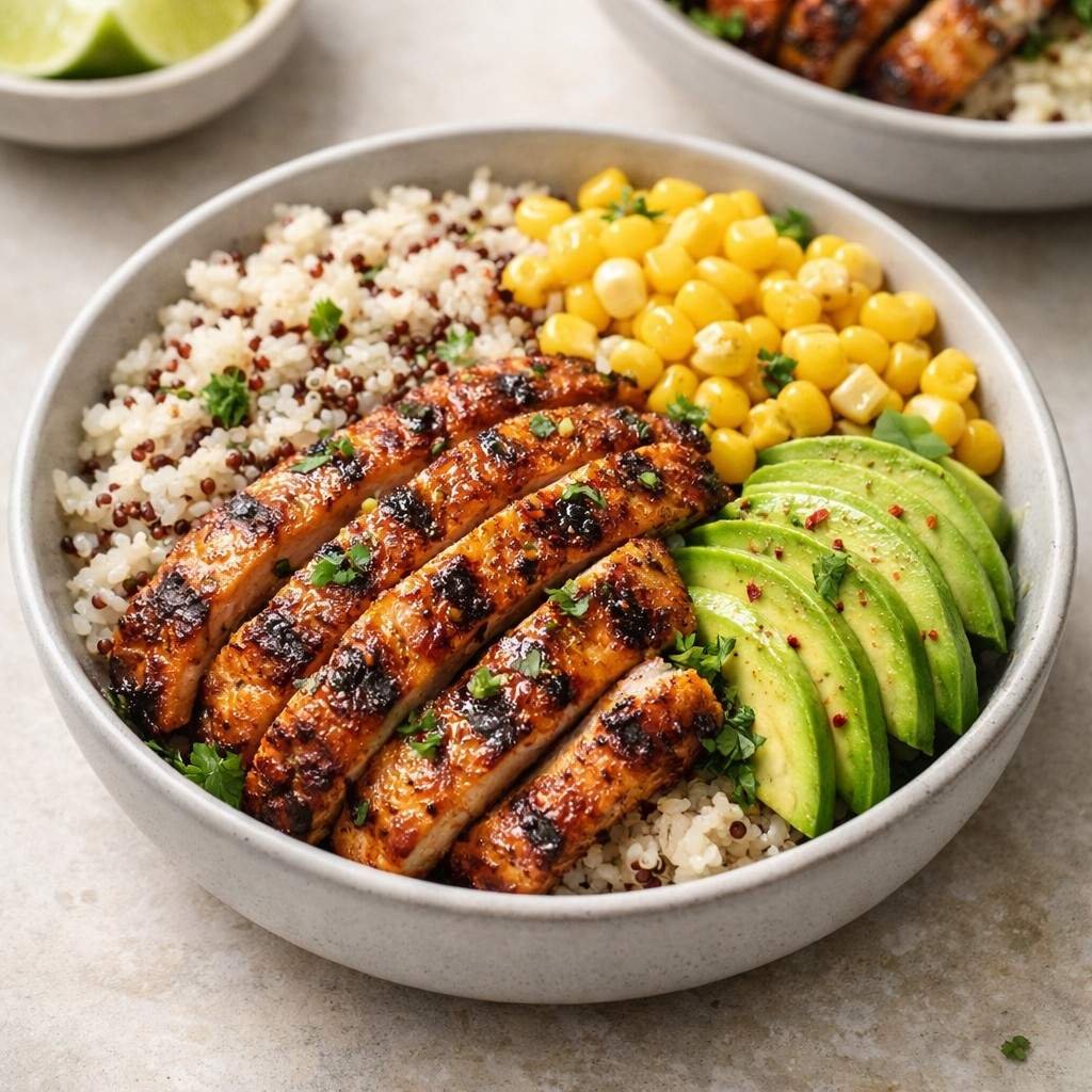 Chili Lime Chicken Meal Prep Bowls with Rice & Quinoa