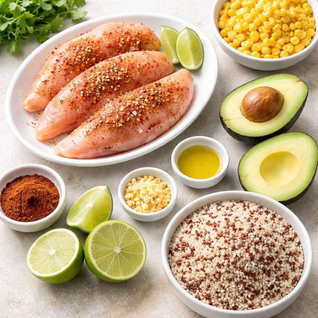 Chili lime chicken meal prep ingredients