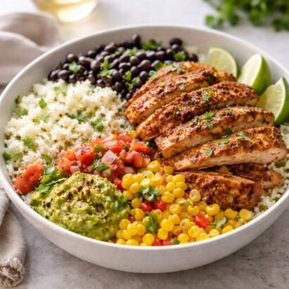 Chipotle Chicken Burrito Bowl with Cauliflower Rice