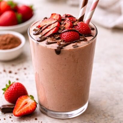 Chocolate strawberry protein smoothie