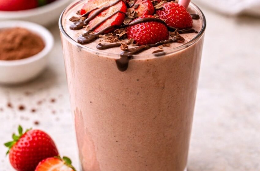 Chocolate strawberry protein smoothie