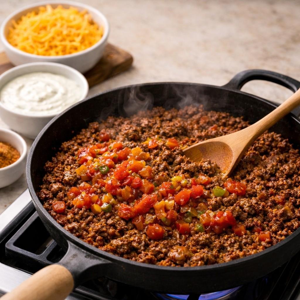 cooking taco ranch bites close up