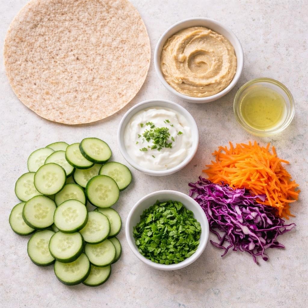 Cucumber hummus wrap ingredients