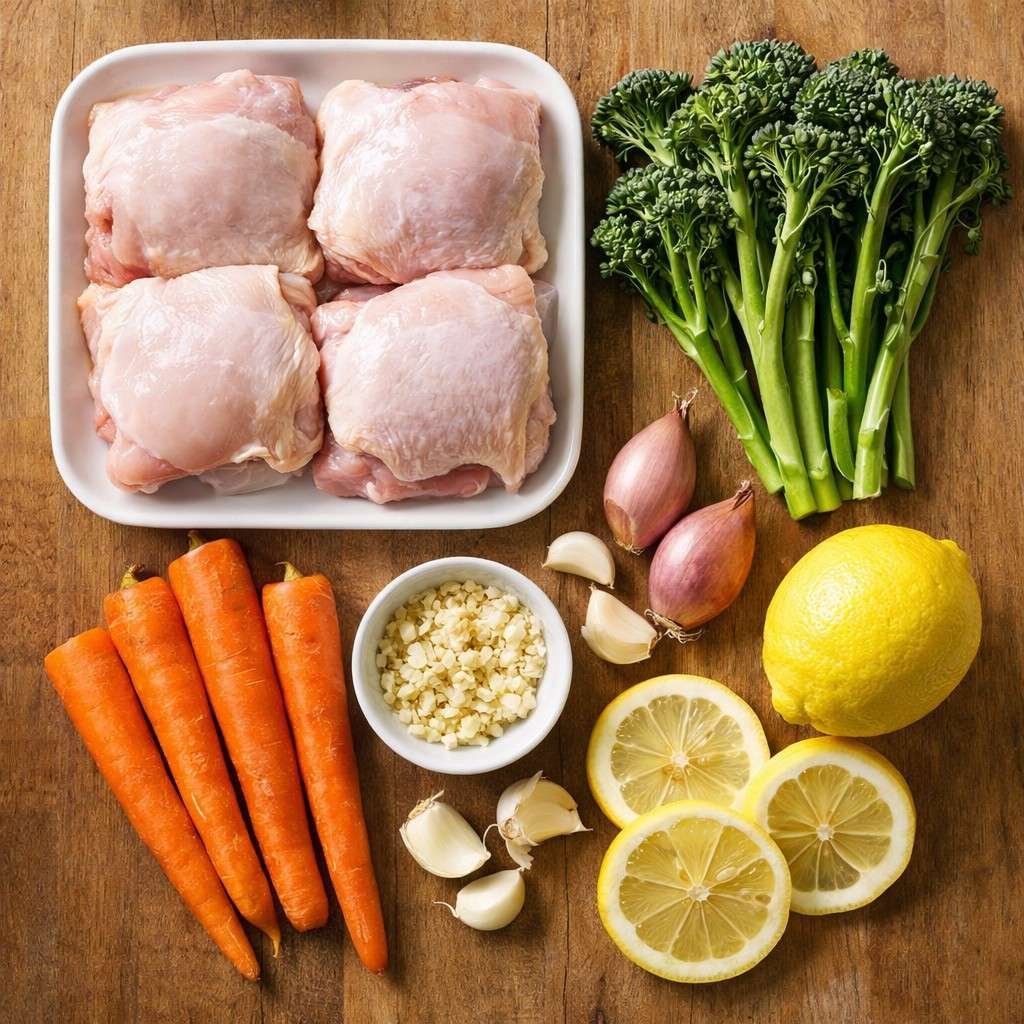 Easy Sheet Pan Lemon Garlic Chicken with Roasted Vegetables ingredients