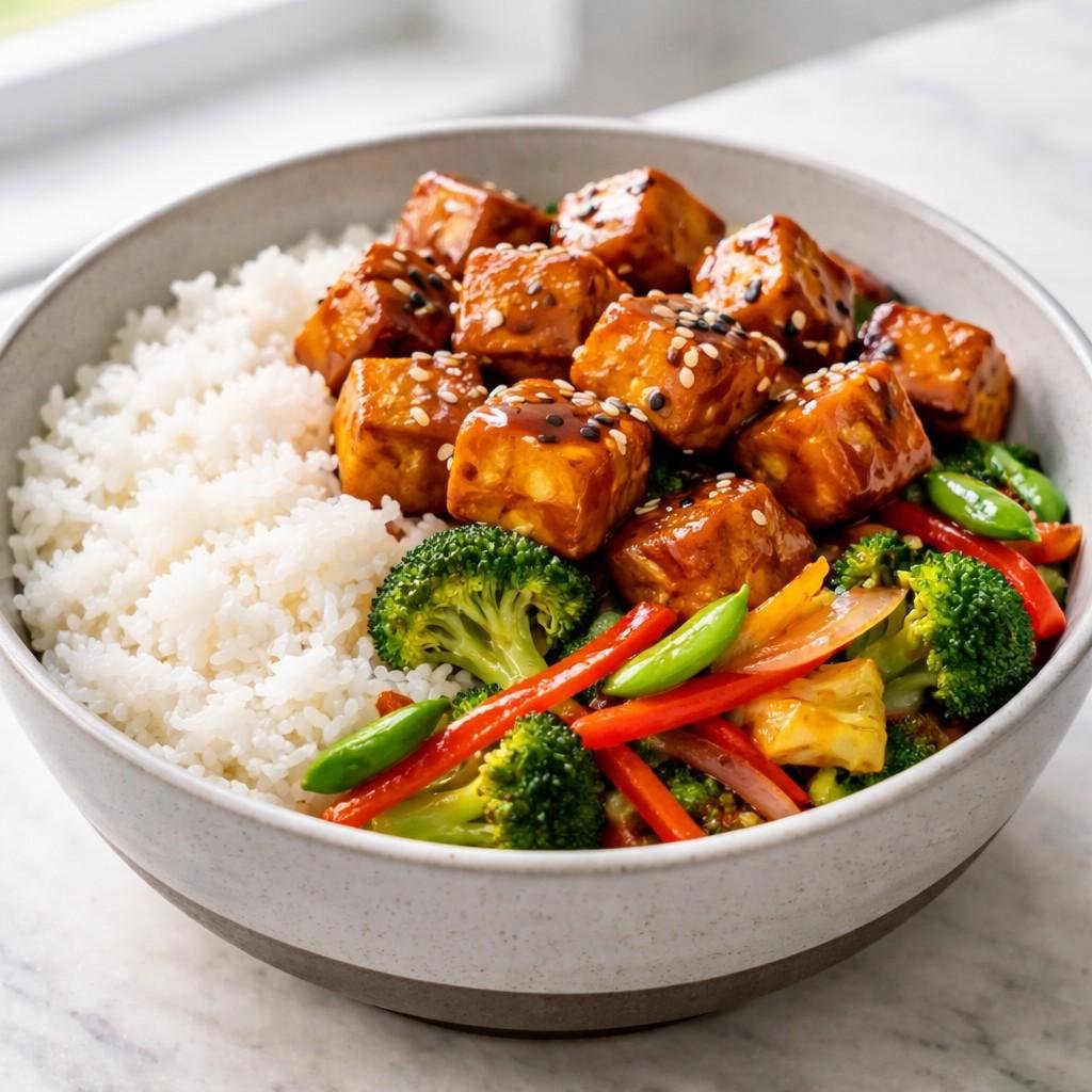 Easy Teriyaki Tofu Rice Bowl