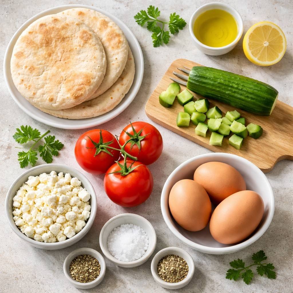 Egg Tomato Feta Breakfast Pita ingredients