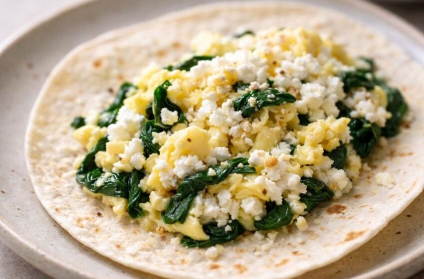 Feta Egg Spinach Breakfast Taco