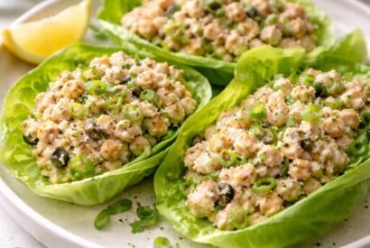 Thumbnail for Healthy Chickpea Tuna Salad Lettuce Wraps