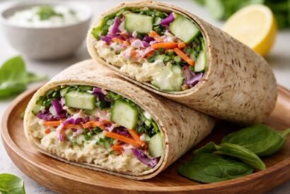 Thumbnail for Crunchy Cucumber Hummus Veggie Wrap (Easy 10-Minute Recipe)