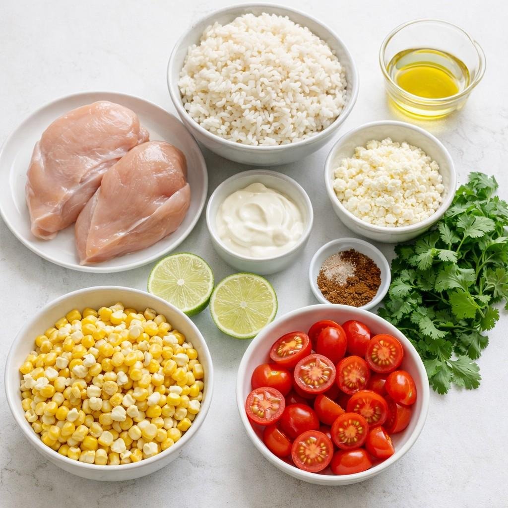 Fresh ingredients for Mexican Street Corn Bowl