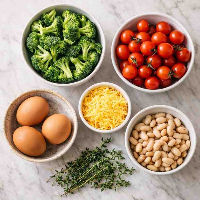 Fresh ingredients for a healthy quiche