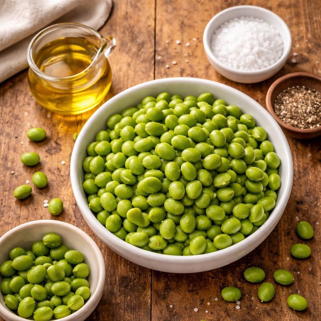 Fresh ingredients for roasted edamame