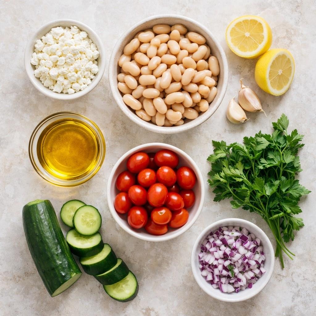 Fresh ingredients for white bean salad