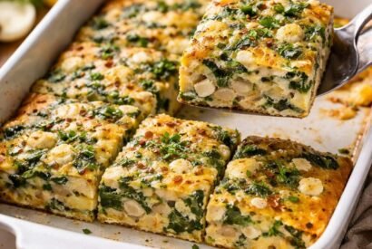 Thumbnail for Healthy Spinach White Bean Egg Bake with Feta