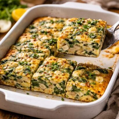 Fresh spinach and bean egg bake