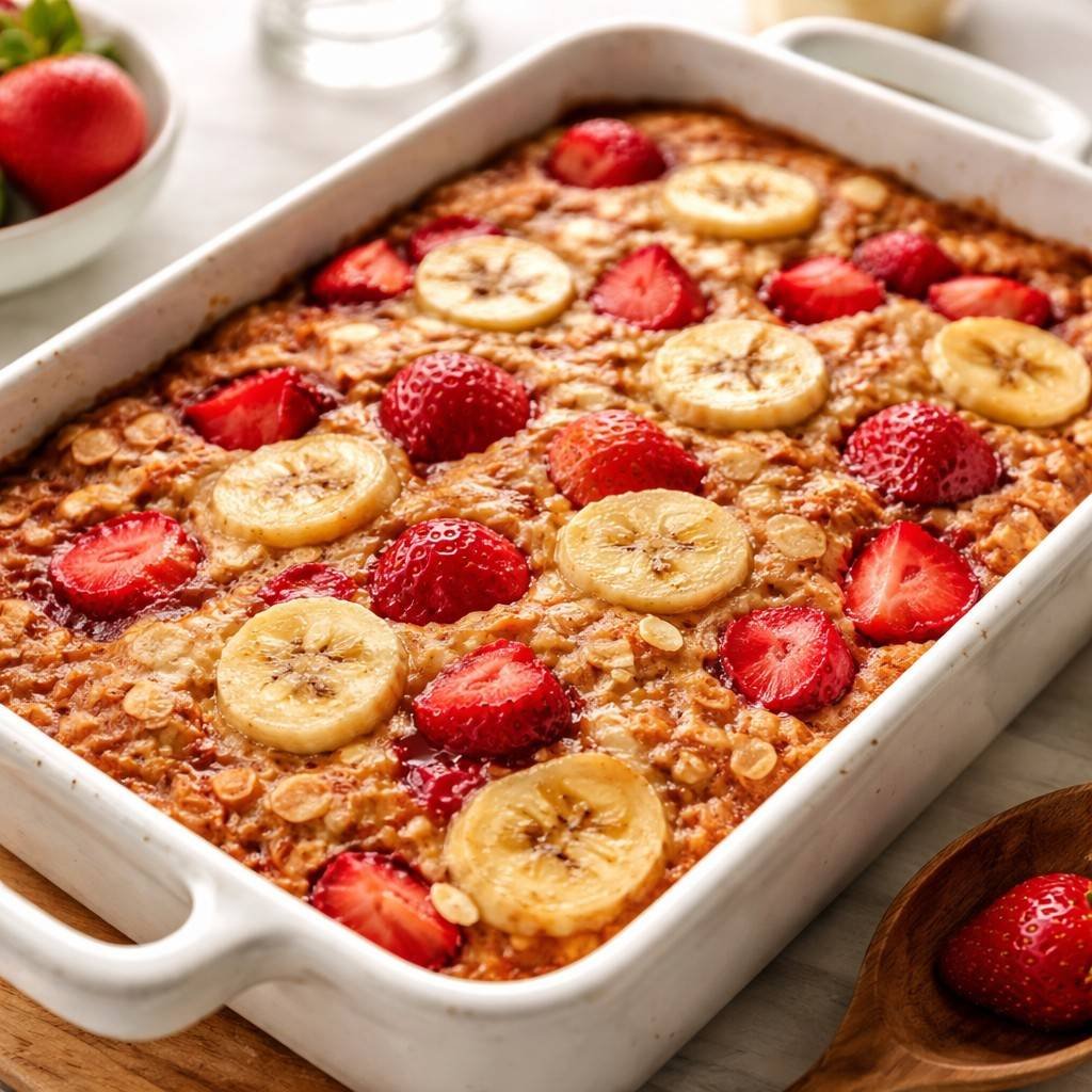 strawberry banana baked oatmeal