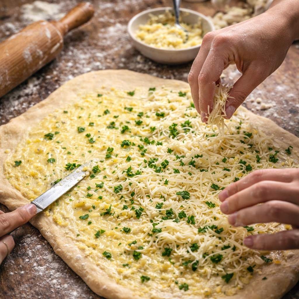 Garlic butter cheesy roll preparation