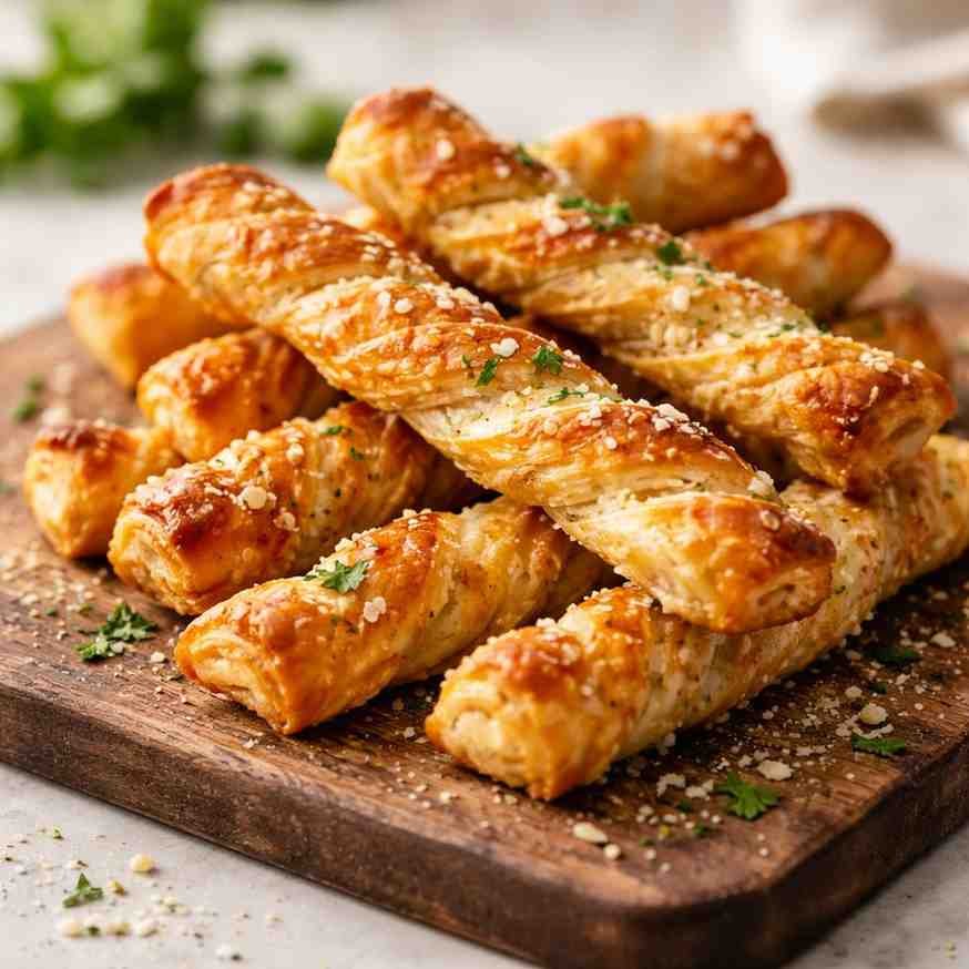 Golden puff pastry cheese straws