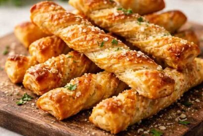 Thumbnail for Crispy Garlic Parmesan Puff Pastry Cheese Straws