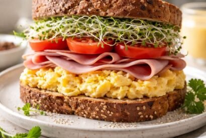 Thumbnail for Healthy Ham Egg Sprouts Breakfast Sandwich