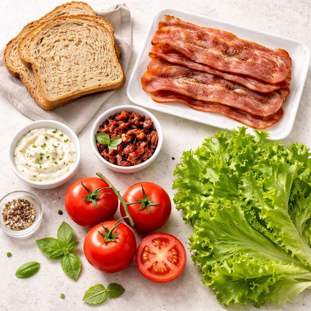 Healthy turkey bacon BLT ingredients
