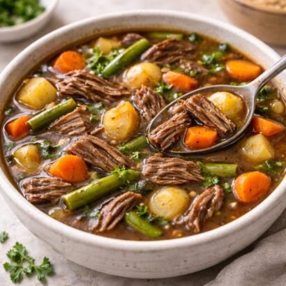 Hearty pot roast soup
