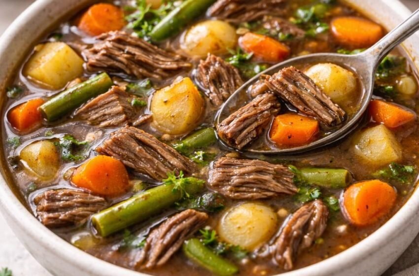Hearty pot roast soup