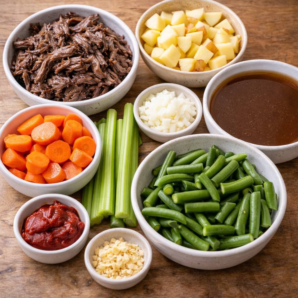 Hearty pot roast soup ingredients