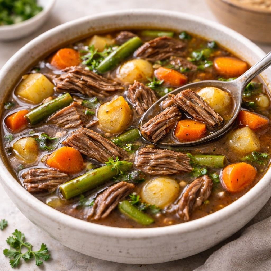 Hearty pot roast soup