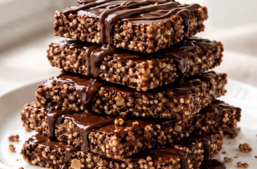 High Protein Chocolate Puffed Quinoa Bark