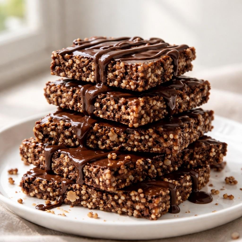 High Protein Chocolate Puffed Quinoa Bark