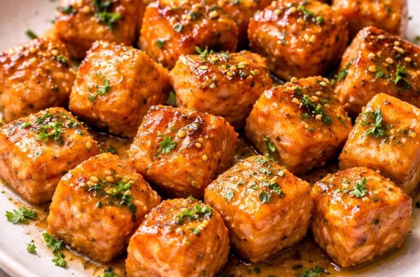 Honey mustard salmon bites