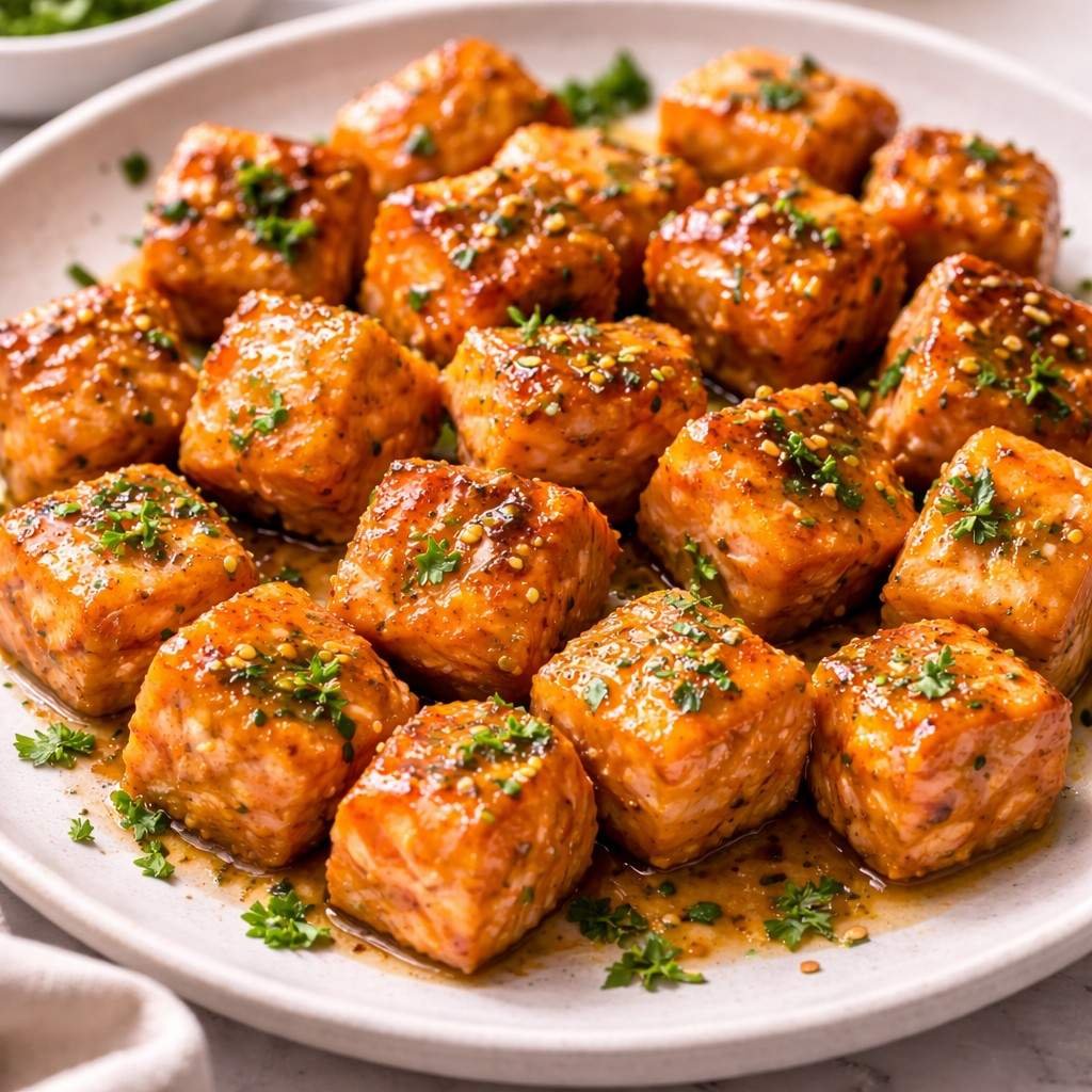 Honey mustard salmon bites