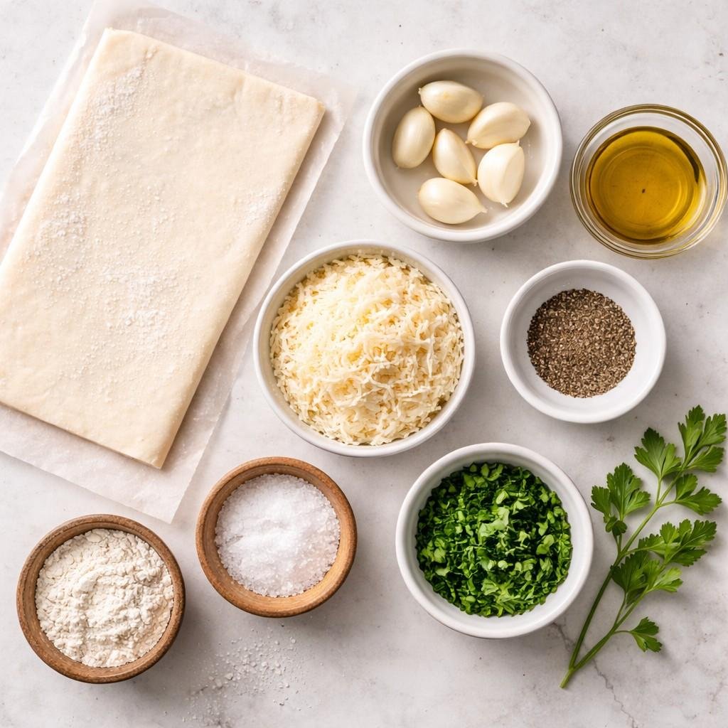 Ingredients for cheese straws preparation