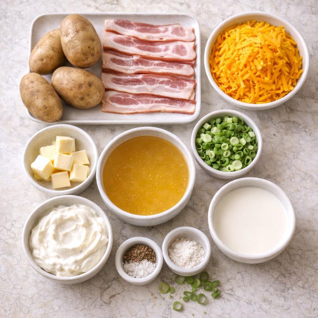 Ingredients for creamy baked potato soup