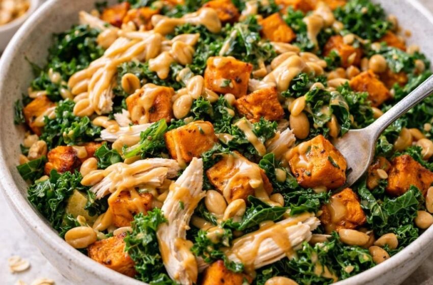 Kale Sweet Potato Salad with Chicken