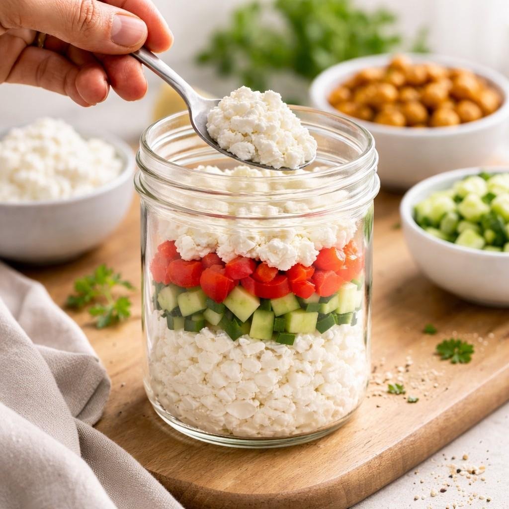 Layered high-protein snack jar preparation