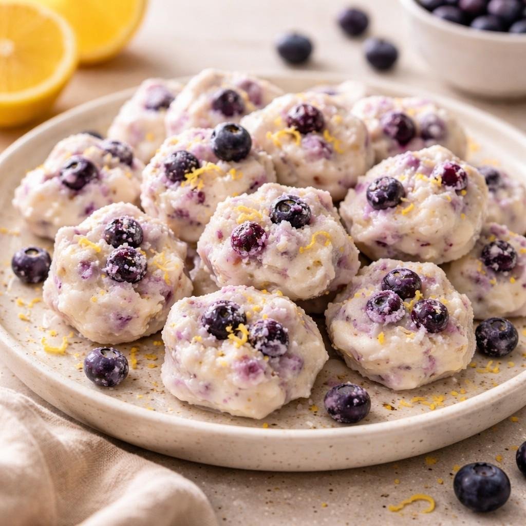 Lemon Blueberry Frozen Yogurt Bites