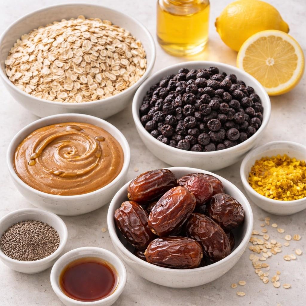 Lemon blueberry energy ball ingredients