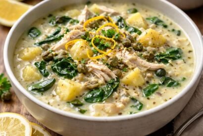 Thumbnail for Creamy Lemon Chicken Piccata Soup