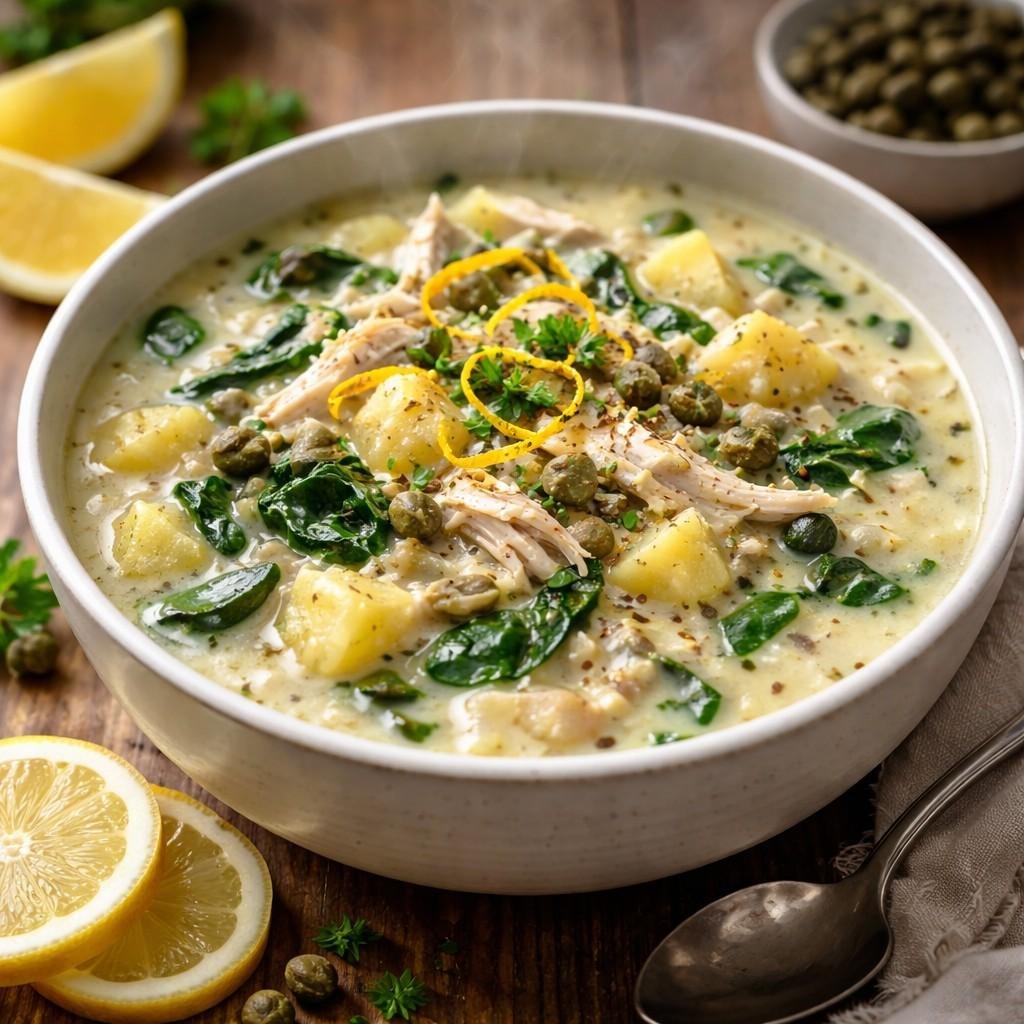 Lemon chicken piccata soup