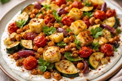 Thumbnail for Easy Sheet Pan Halloumi with Roasted Chickpeas and Vegetables