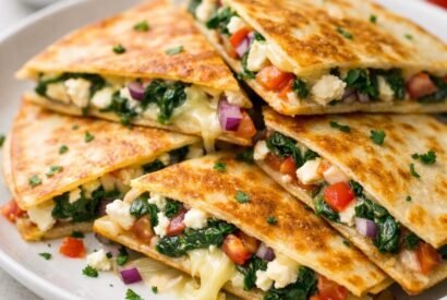 Thumbnail for Mediterranean Quesadillas with Spinach, Feta & Mozzarella