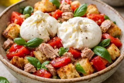 Thumbnail for Mediterranean Tuna Panzanella with Burrata and Fresh Basil