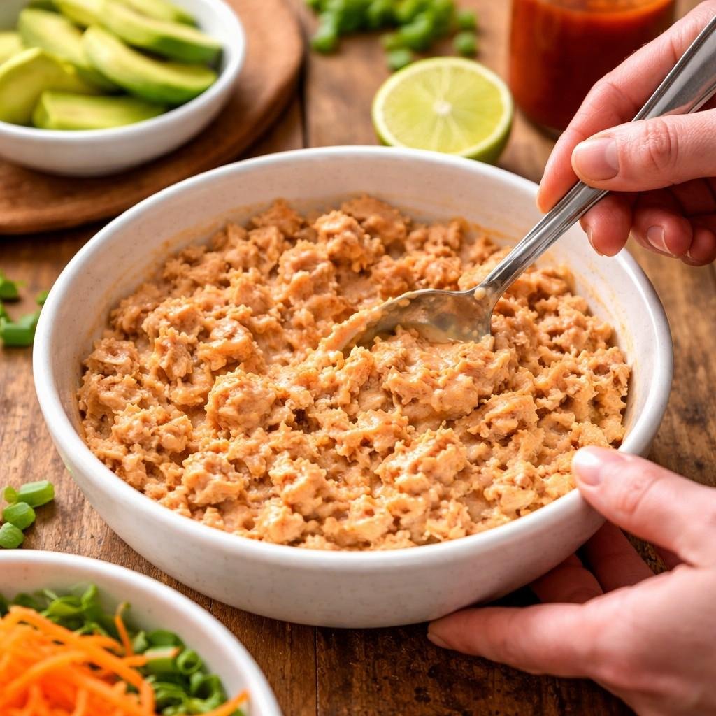 Mixing up spicy tuna salad