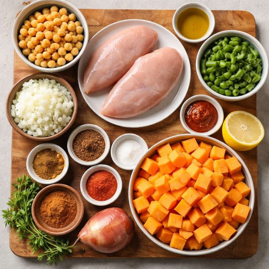 Moroccan chicken sweet potato soup ingredients