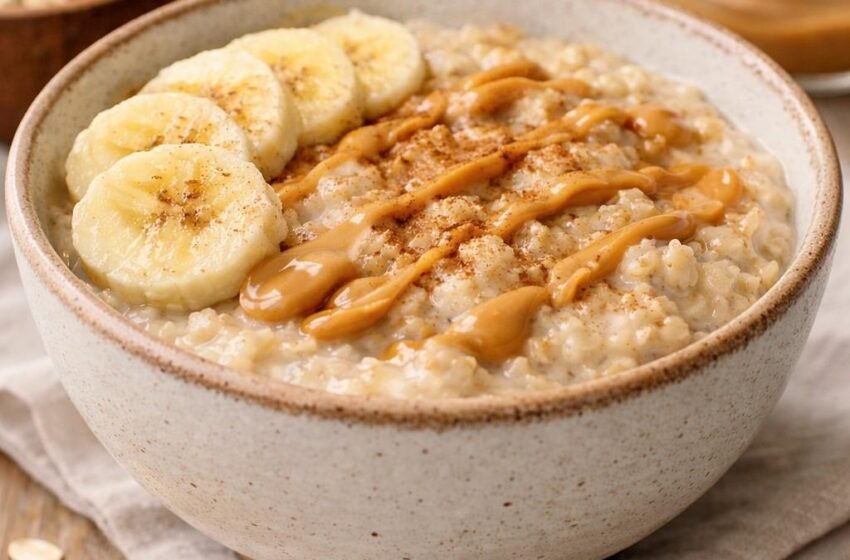 Peanut butter banana oatmeal bowl