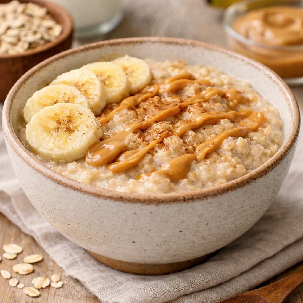 Peanut butter banana oatmeal bowl