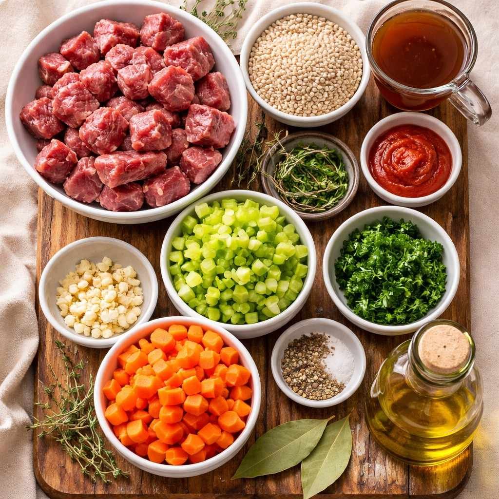 Quick Beef Barley Soup ingredients