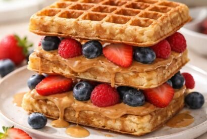 Thumbnail for 5-Minute Peanut Butter Berry Waffle Sandwich Recipe